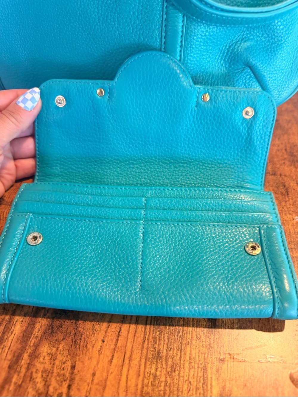 Tory Burch Turquoise 2 way bag and matching wallet! NWOT - Picture 16 of 16